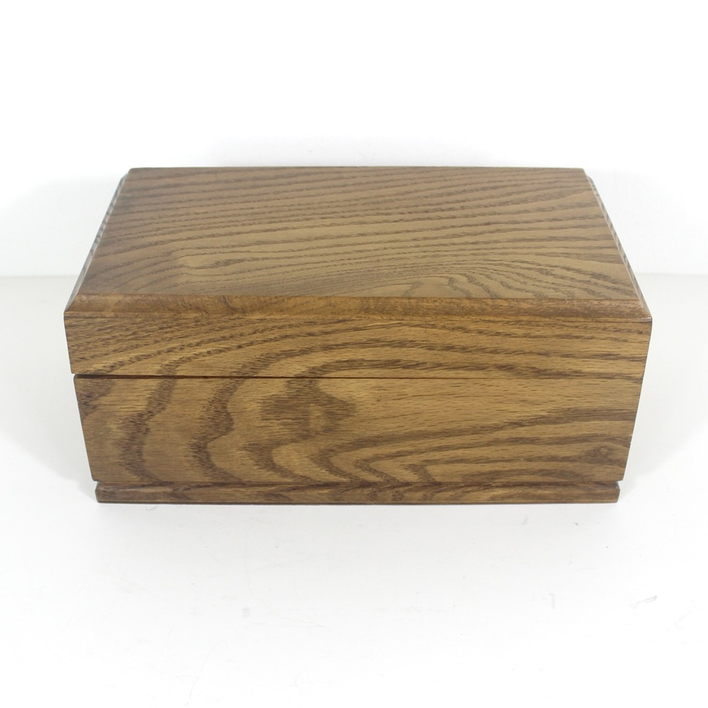 Vintage Oak Wood Jewllery Box Trinket Lidded Box Mens Jewellery Box Gift Storage